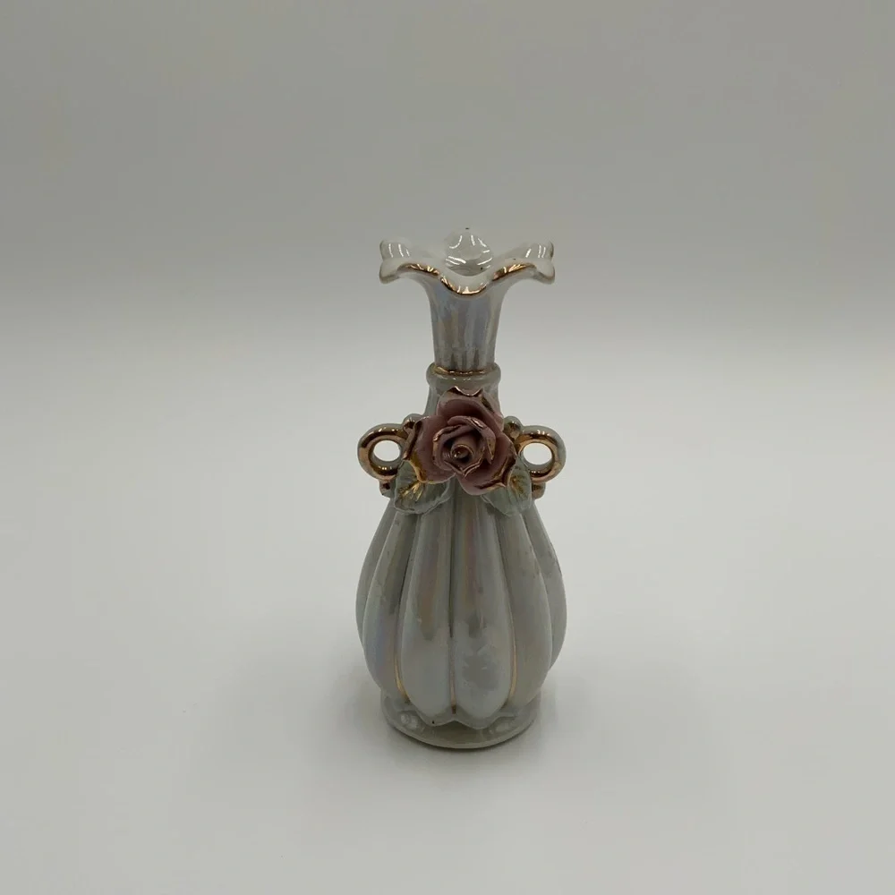 Vintage Chase Hand Painted Porcelain Floral Bud Vase Made in Japan.